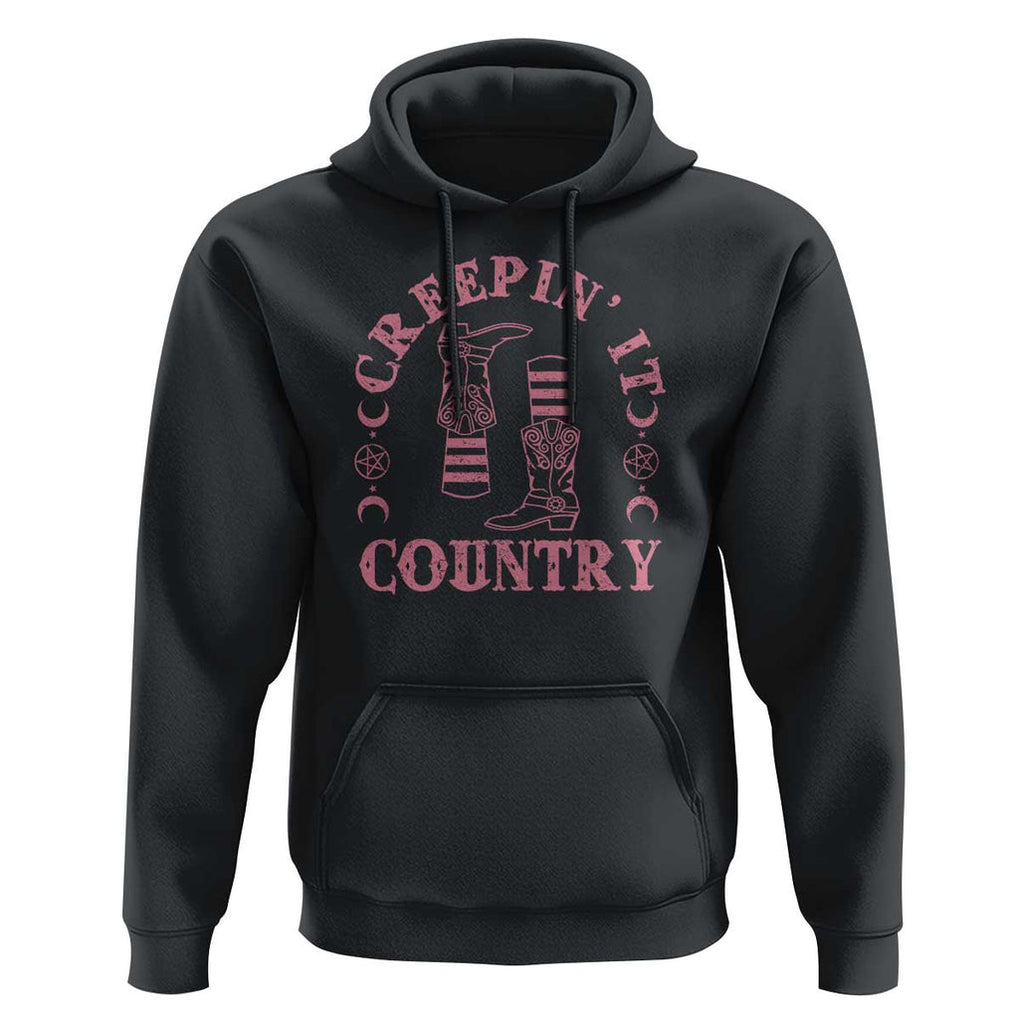 Halloween Cowgirl Hoodie Creepin It Country Cowboy Boots Witch Socks Pentagram TS11 Black Print Your Wear
