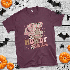 Halloween Cowgirl T Shirt Howdy Witches Cowboy Boots Witch Hat Thunder TS11 Maroon Print Your Wear