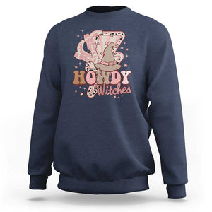 Halloween Cowgirl Sweatshirt Howdy Witches Cowboy Boots Witch Hat Thunder TS11 Navy Print Your Wear