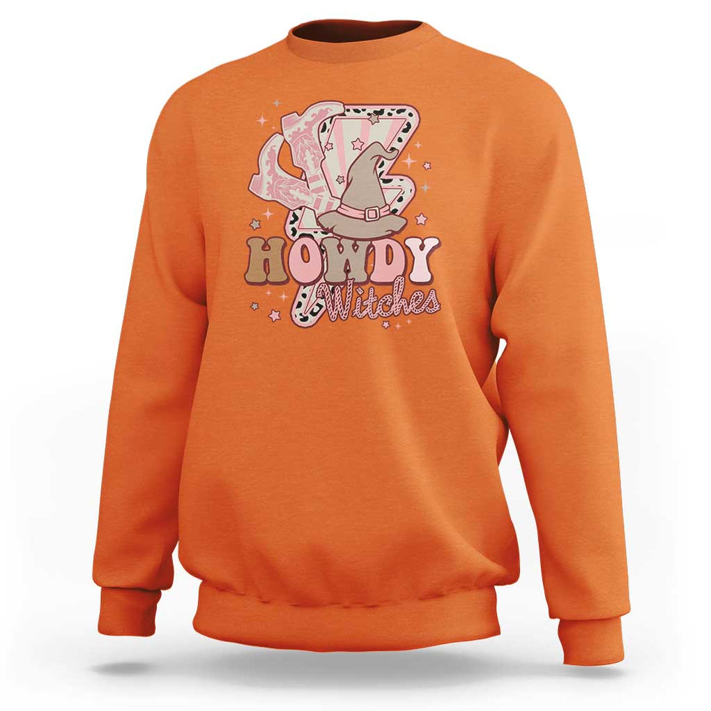 Halloween Cowgirl Sweatshirt Howdy Witches Cowboy Boots Witch Hat Thunder TS11 Orange Print Your Wear