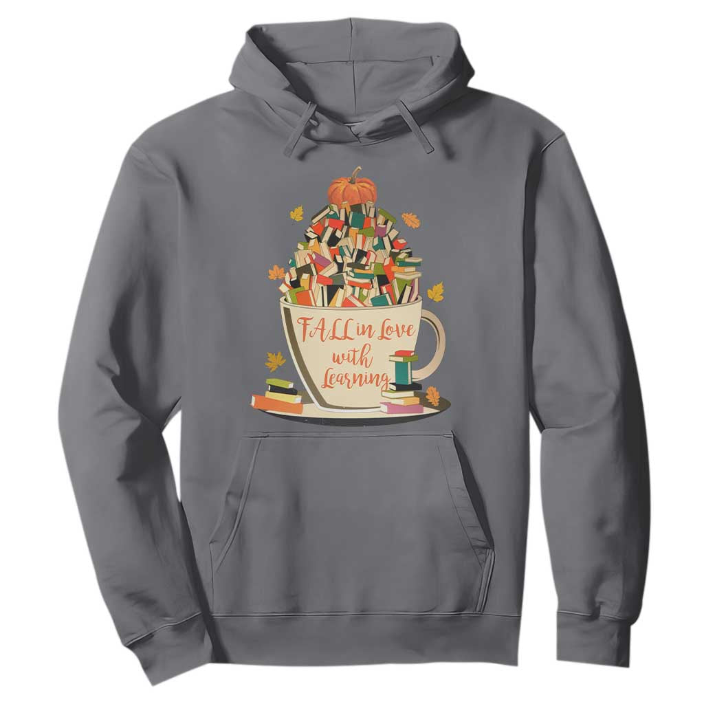 Funny Teacher Hoodie Fall In Love With Learning Autumn Pumpkin Reading Thanksgiving TS11 Charcoal Print Your Wear