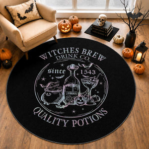 Halloween Witch Drinks Round Rug Witches Brew Drink Co Quality Potions Since 1543