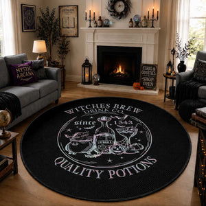 Halloween Witch Drinks Round Rug Witches Brew Drink Co Quality Potions Since 1543