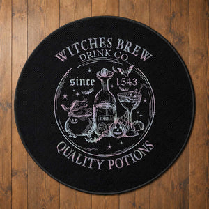 Halloween Witch Drinks Round Rug Witches Brew Drink Co Quality Potions Since 1543
