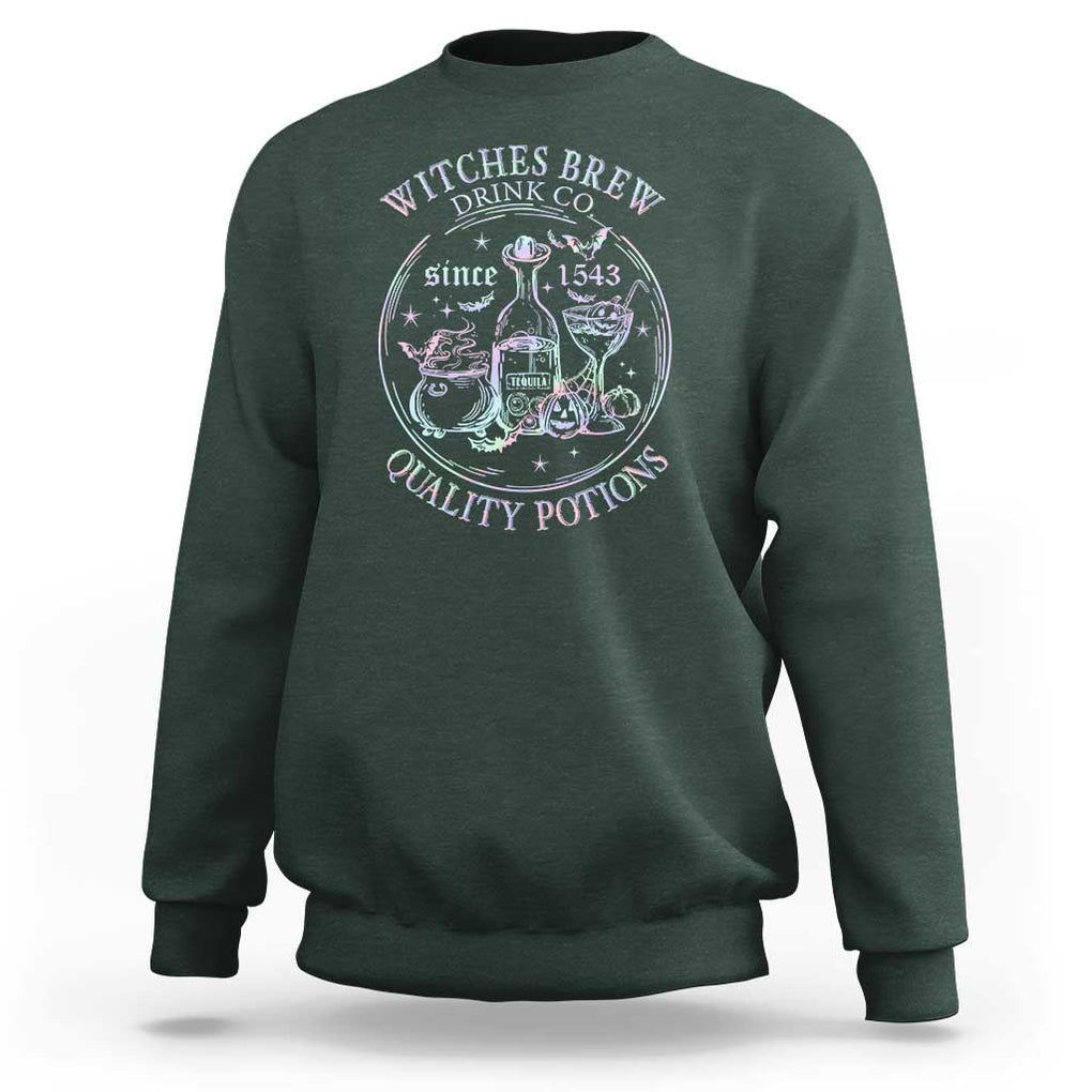 Halloween Witch Drinks Sweatshirt Witches Brew Drink Co Since 1543 TS11 Dark Forest Green Print Your Wear