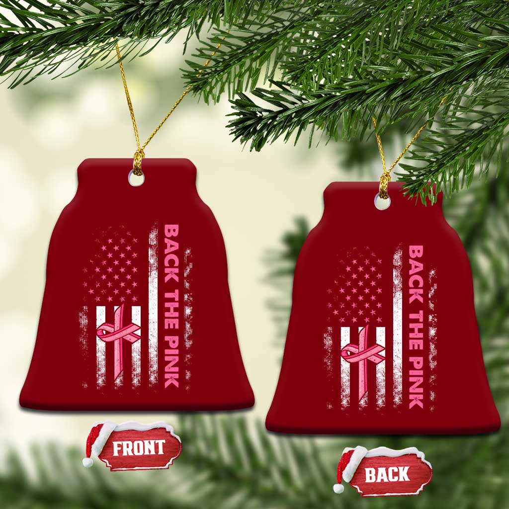 Breast Cancer Awareness Ceramic Ornament Back The Pink Warrior American Flag TS11 Print Your Wear