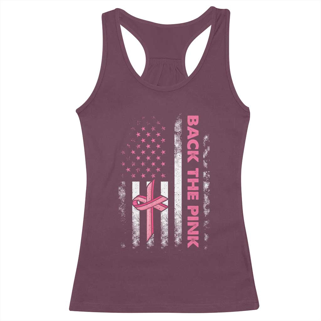 Breast Cancer Awareness Racerback Tank Top Back The Pink Warrior American Flag TS11 Maroon Print Your Wear