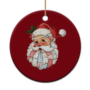 Vintage Retro Patchwork Santa Xmas Ceramic Ornament Merry Xmas Holiday TS11 1pc Red Print Your Wear