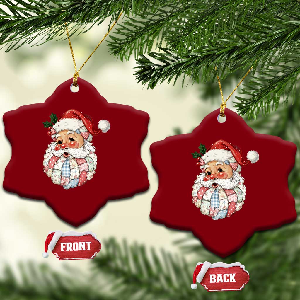 Vintage Retro Patchwork Santa Xmas Ceramic Ornament Merry Xmas Holiday TS11 Print Your Wear