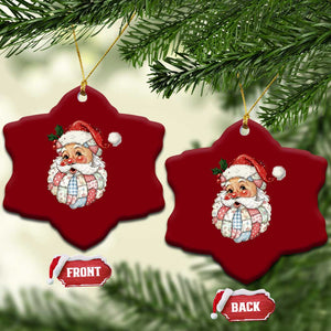 Vintage Retro Patchwork Santa Xmas Ceramic Ornament Merry Xmas Holiday TS11 Print Your Wear