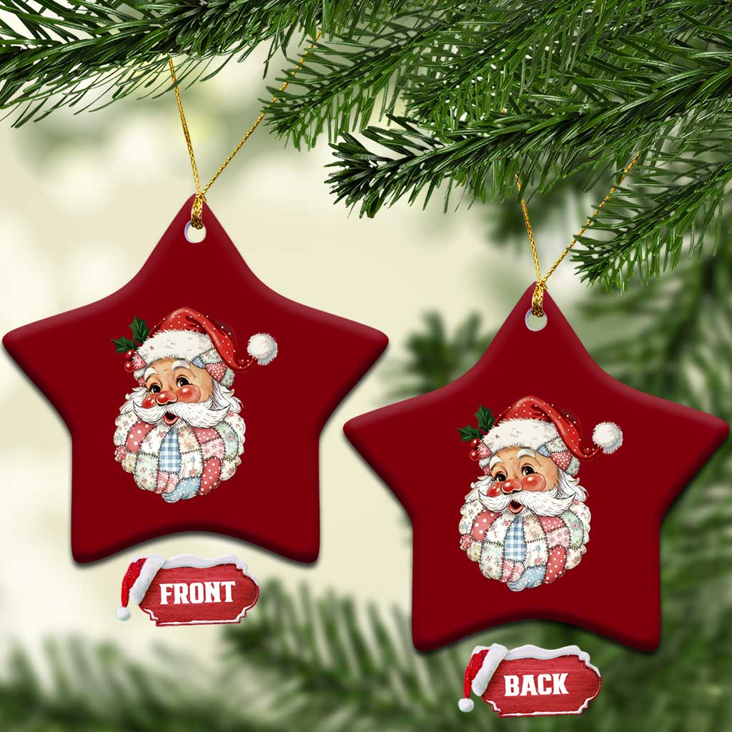 Vintage Retro Patchwork Santa Xmas Ceramic Ornament Merry Xmas Holiday TS11 Print Your Wear