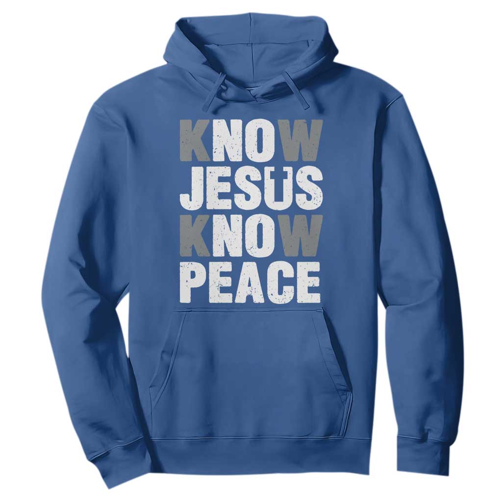 Christian Know Jesus Know Peace Hoodie Religion God Church Bible TS11 Royal Blue Print Your Wear