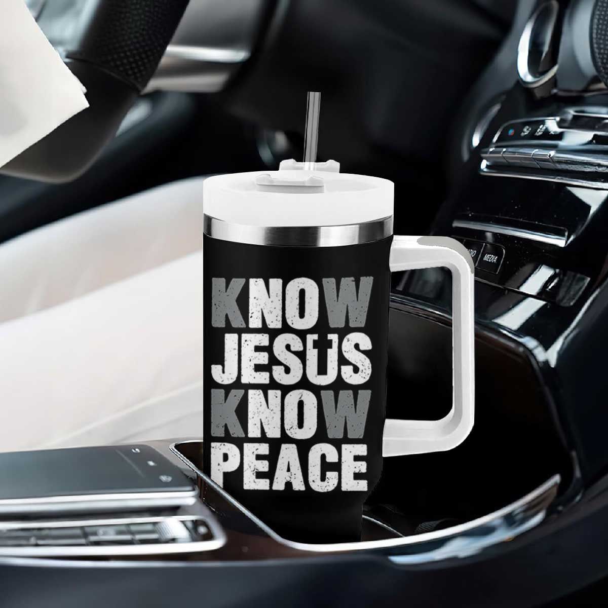 Christian Know Jesus Know Peace Tumbler With Handle Religion God Church Bible TS11 Print Your Wear