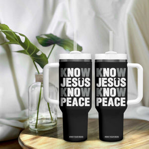 Christian Know Jesus Know Peace Tumbler With Handle Religion God Church Bible TS11 Print Your Wear
