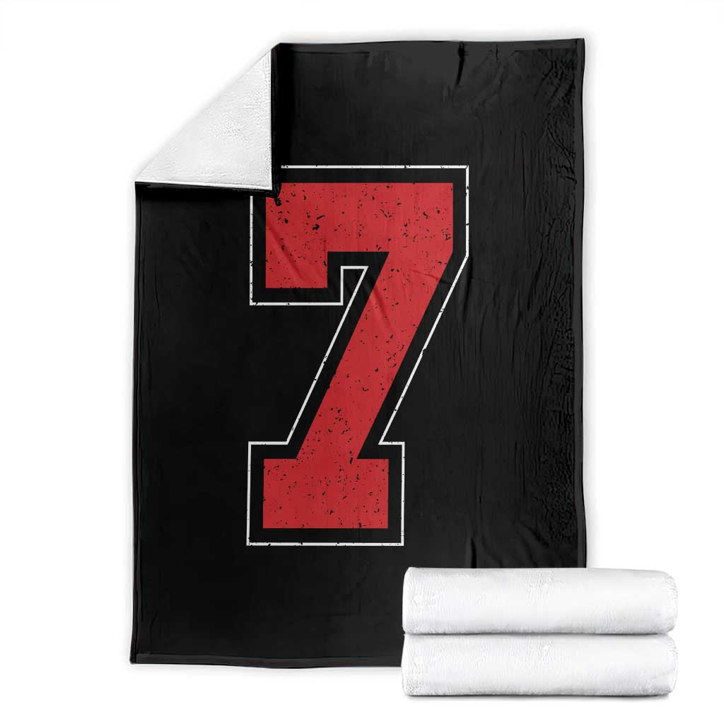 Number 7 Throw Blanket Fan Varsity Sports Team 67 Jersey Number TS11 Black Print Your Wear