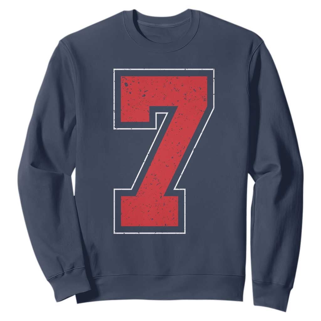 Number 7 Sweatshirt Fan Varsity Sports Team 67 Jersey Number TS11 Navy Print Your Wear