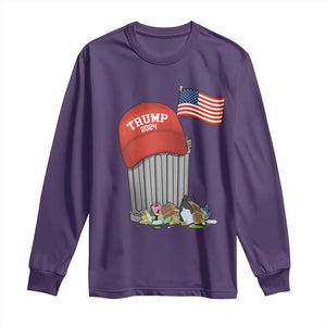 Funny Trump Garbage 2024 Long Sleeve Shirt Vintage Trash Bin American Flag TS11 Purple Print Your Wear