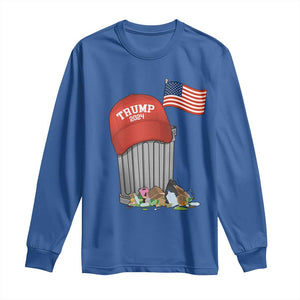 Funny Trump Garbage 2024 Long Sleeve Shirt Vintage Trash Bin American Flag TS11 Royal Blue Print Your Wear