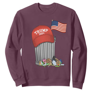 Funny Trump Garbage 2024 Sweatshirt Vintage Trash Bin American Flag TS11 Maroon Print Your Wear