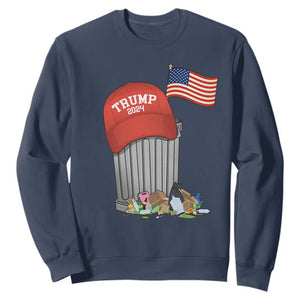 Funny Trump Garbage 2024 Sweatshirt Vintage Trash Bin American Flag TS11 Navy Print Your Wear