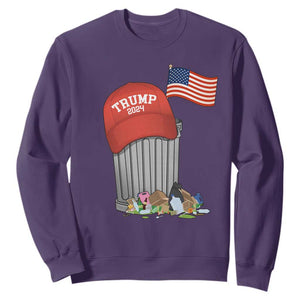 Funny Trump Garbage 2024 Sweatshirt Vintage Trash Bin American Flag TS11 Purple Print Your Wear