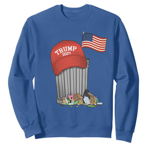 Funny Trump Garbage 2024 Sweatshirt Vintage Trash Bin American Flag TS11 Royal Blue Print Your Wear