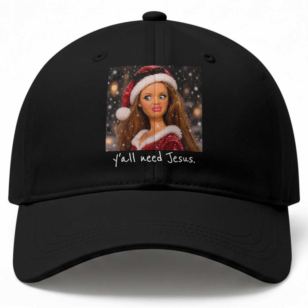 You All Need Jesus Funny Christmas Christian Disgusted Doll Face Baseball Cap