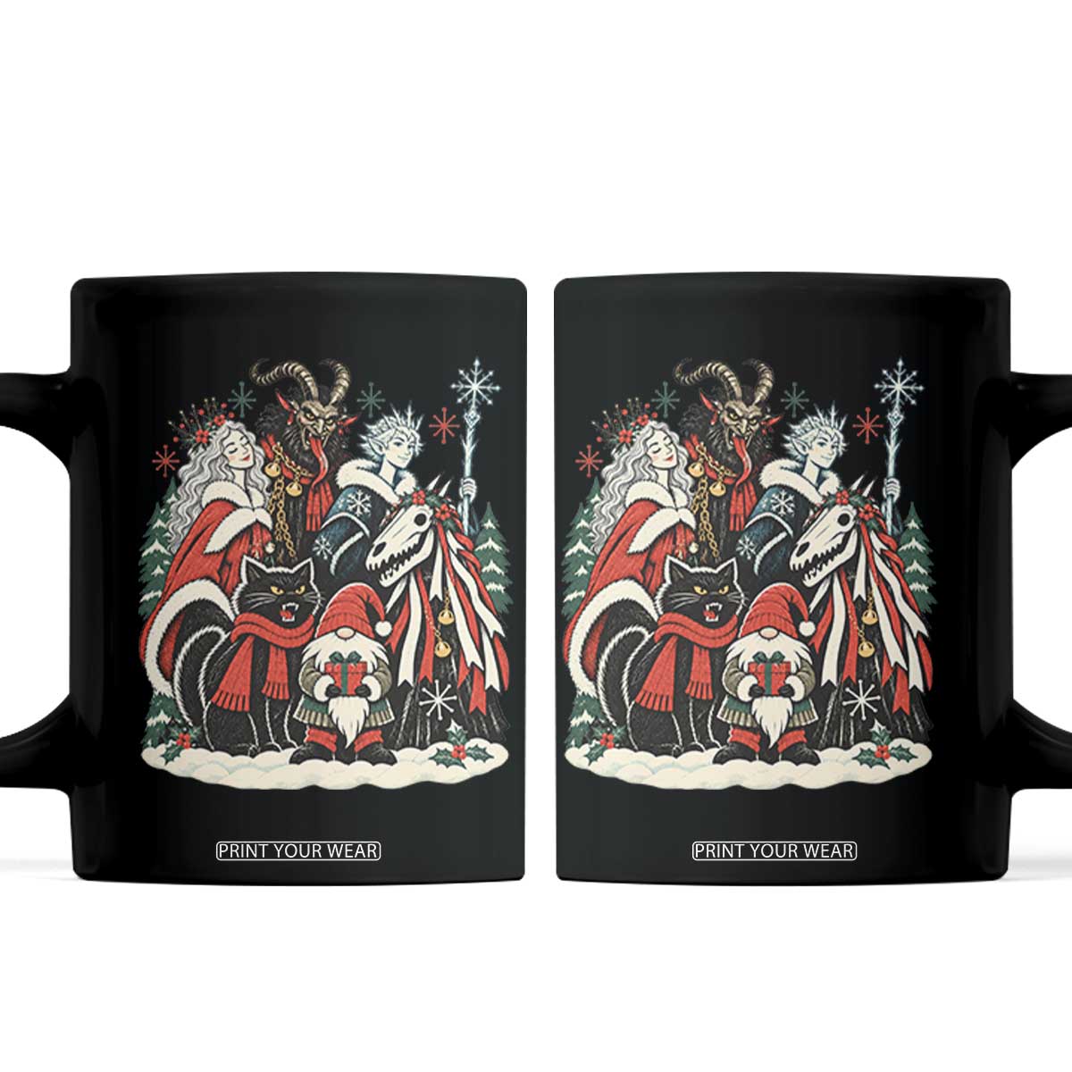 Whimsigoth Nordic Christmas Alpine Folklore Creatures Yule Cat Krampus 90s Styles Coffee Mug