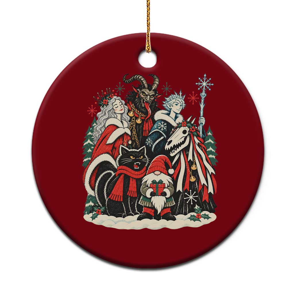 Whimsigoth Nordic Christmas Alpine Folklore Creatures Yule Cat Krampus 90s Styles Ceramic Ornament