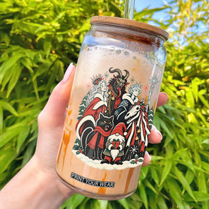 Whimsigoth Nordic Christmas Alpine Folklore Creatures Yule Cat Krampus 90s Styles Glass Can