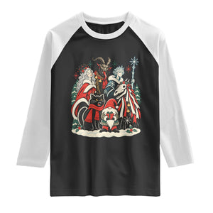 Whimsigoth Nordic Christmas Alpine Folklore Creatures Yule Cat Krampus 90s Styles Raglan Shirt
