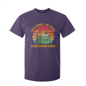 Funny It's Fine I'm Everything Is Fine 2024 T Shirt For Kid Cute Vintage Lil Dumpster Fire TS11 Purple Print Your Wear