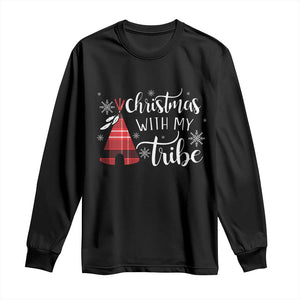 Funny Christmas Native American Long Sleeve Shirt Christmas With My Tribes TS11 Black Print Your Wear