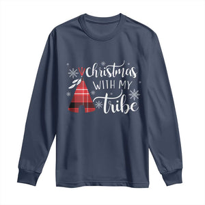 Funny Christmas Native American Long Sleeve Shirt Christmas With My Tribes TS11 Navy Print Your Wear