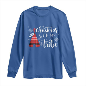 Funny Christmas Native American Long Sleeve Shirt Christmas With My Tribes TS11 Royal Blue Print Your Wear