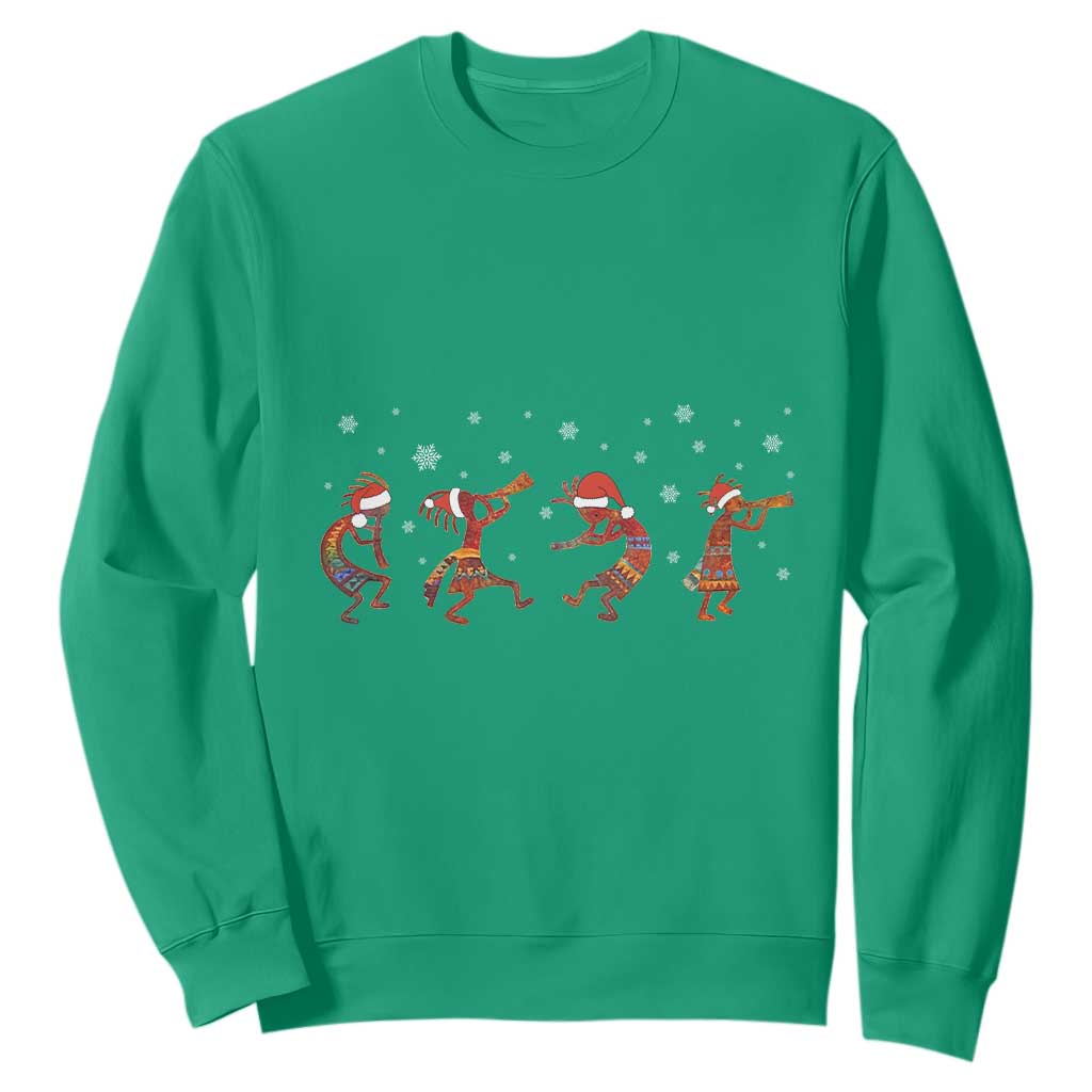 Funny Christmas Native American Sweatshirt Santa Kokopeli Snowflake TS11 Irish Green Print Your Wear