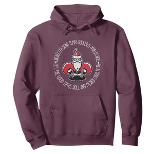 Funny Cajun Louisiana Christmas Hoodie Laissez Les Bons Temps Rouler & Joyeux Merry Christmas Santa Saint Symbol TS11 Maroon Print Your Wear