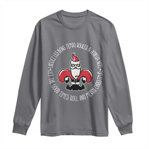 Funny Cajun Louisiana Christmas Long Sleeve Shirt Laissez Les Bons Temps Rouler & Joyeux Merry Christmas Santa Saint Symbol TS11 Charcoal Print Your Wear