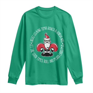 Funny Cajun Louisiana Christmas Long Sleeve Shirt Laissez Les Bons Temps Rouler & Joyeux Merry Christmas Santa Saint Symbol TS11 Irish Green Print Your Wear