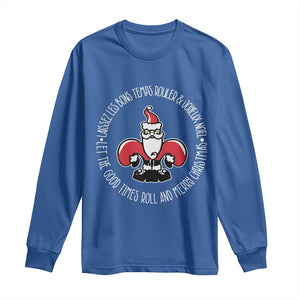 Funny Cajun Louisiana Christmas Long Sleeve Shirt Laissez Les Bons Temps Rouler & Joyeux Merry Christmas Santa Saint Symbol TS11 Royal Blue Print Your Wear