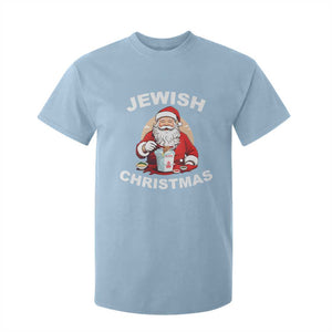 Funny Jewish Christmas T Shirt For Kid Santa Is Eating Chinese Food Hanukkah Hebrew TS11 Light Blue Print Your Wear