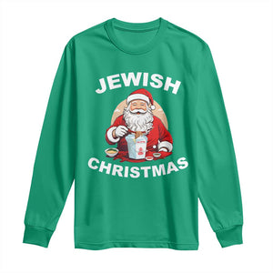 Funny Jewish Christmas Long Sleeve Shirt Santa Is Eating Chinese Food Hanukkah Hebrew TS11 Irish Green Print Your Wear