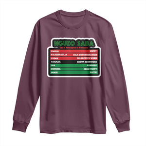 Nguzo Saba The 7 Principles Of Kwanzaa Long Sleeve Shirt TS11 Maroon Print Your Wear