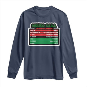 Nguzo Saba The 7 Principles Of Kwanzaa Long Sleeve Shirt TS11 Navy Print Your Wear