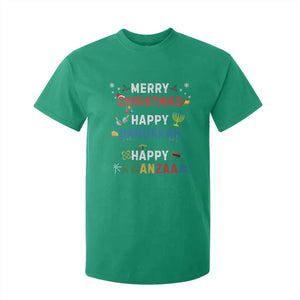 Funny Merry Christmas Happy Hanukkah Happy Kwanzaa Holiday T Shirt For Kid TS11 Irish Green Print Your Wear