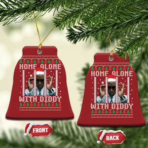 Funny Dirty Santa Diddy Xmas Christmas Ornament Home Alone With Diddy TS11 Bell Flake Red Print Your Wear