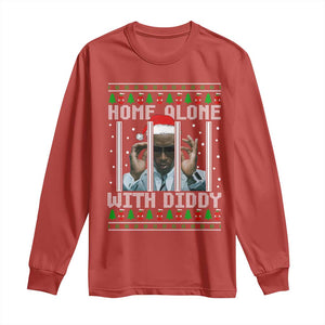 Funny Dirty Santa Diddy Christmas Long Sleeve Shirt Home Alone With Diddy TS11 Red Print Your Wear