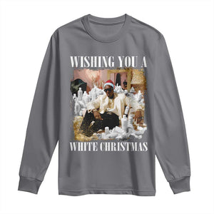 Funny Dirty Santa Diddy Christmas Long Sleeve Shirt Wishing You A White Christmas Santa Hat TS11 Charcoal Print Your Wear