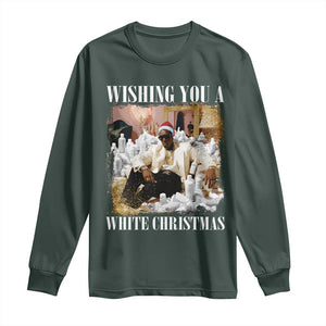 Funny Dirty Santa Diddy Christmas Long Sleeve Shirt Wishing You A White Christmas Santa Hat TS11 Dark Forest Green Print Your Wear