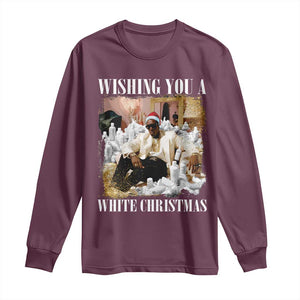 Funny Dirty Santa Diddy Christmas Long Sleeve Shirt Wishing You A White Christmas Santa Hat TS11 Maroon Print Your Wear